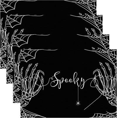 Set 4 Manteles Halloween Araña Espeluznante Negro