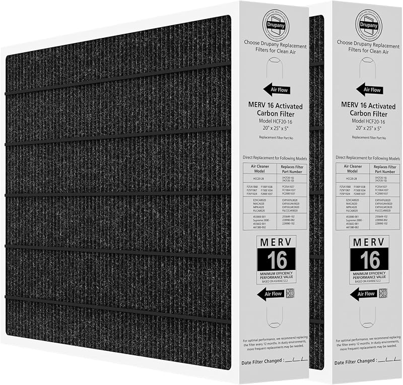 2 Filtros Aire MERV 16 20x25x5 Comp Lennox HCC20-28