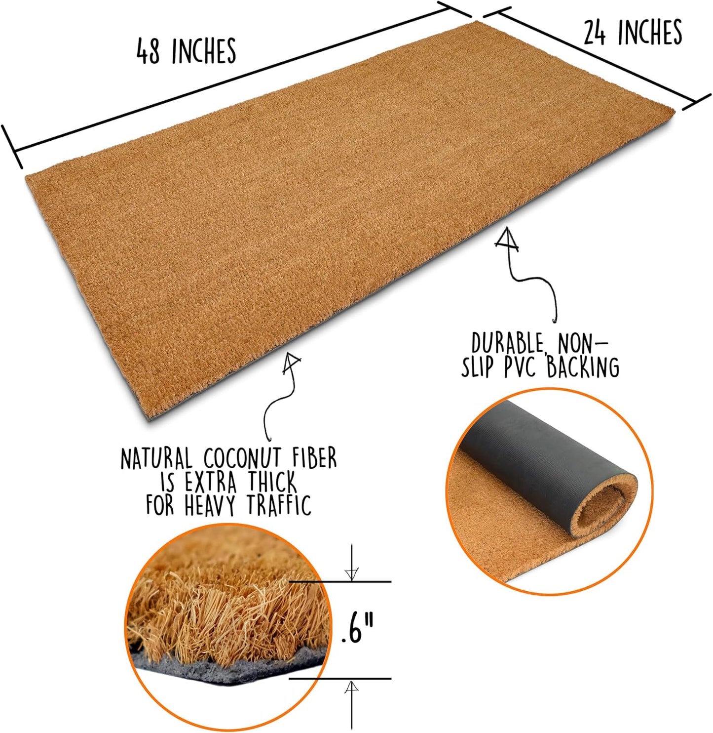 Tapete blanco 48x24pulg exterior con respaldo antiderrap