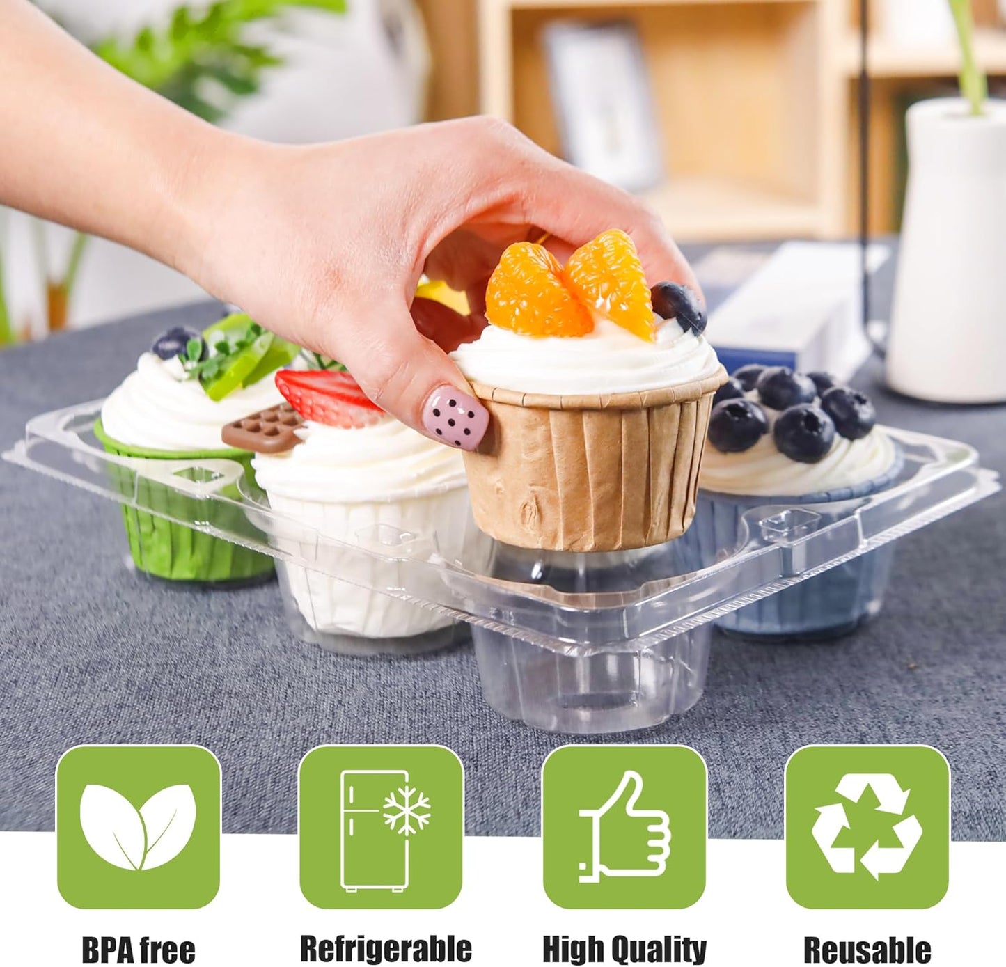 60 Recipientes Cupcakes Plástico Transparente BPA Free