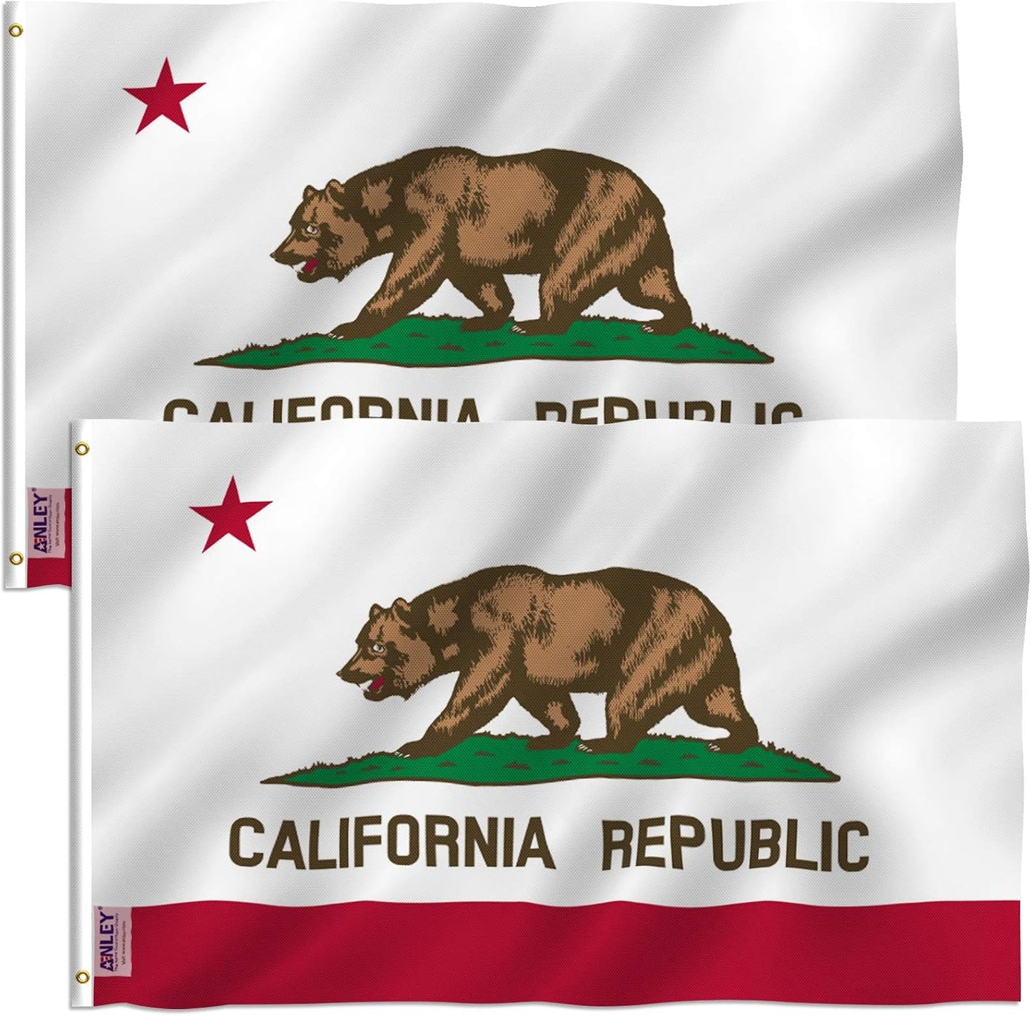 2 Banderas California 4x6ft Poliéster Doble Costura