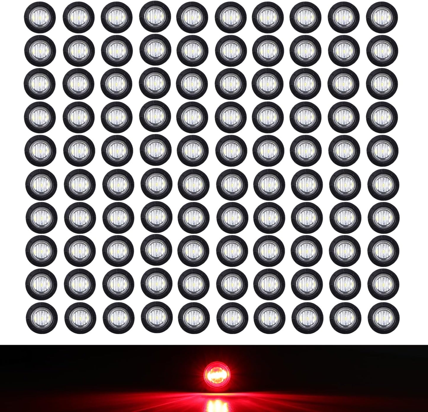 Set 100 focos LED rojos 3/4pulg 3 LEDs luces laterales