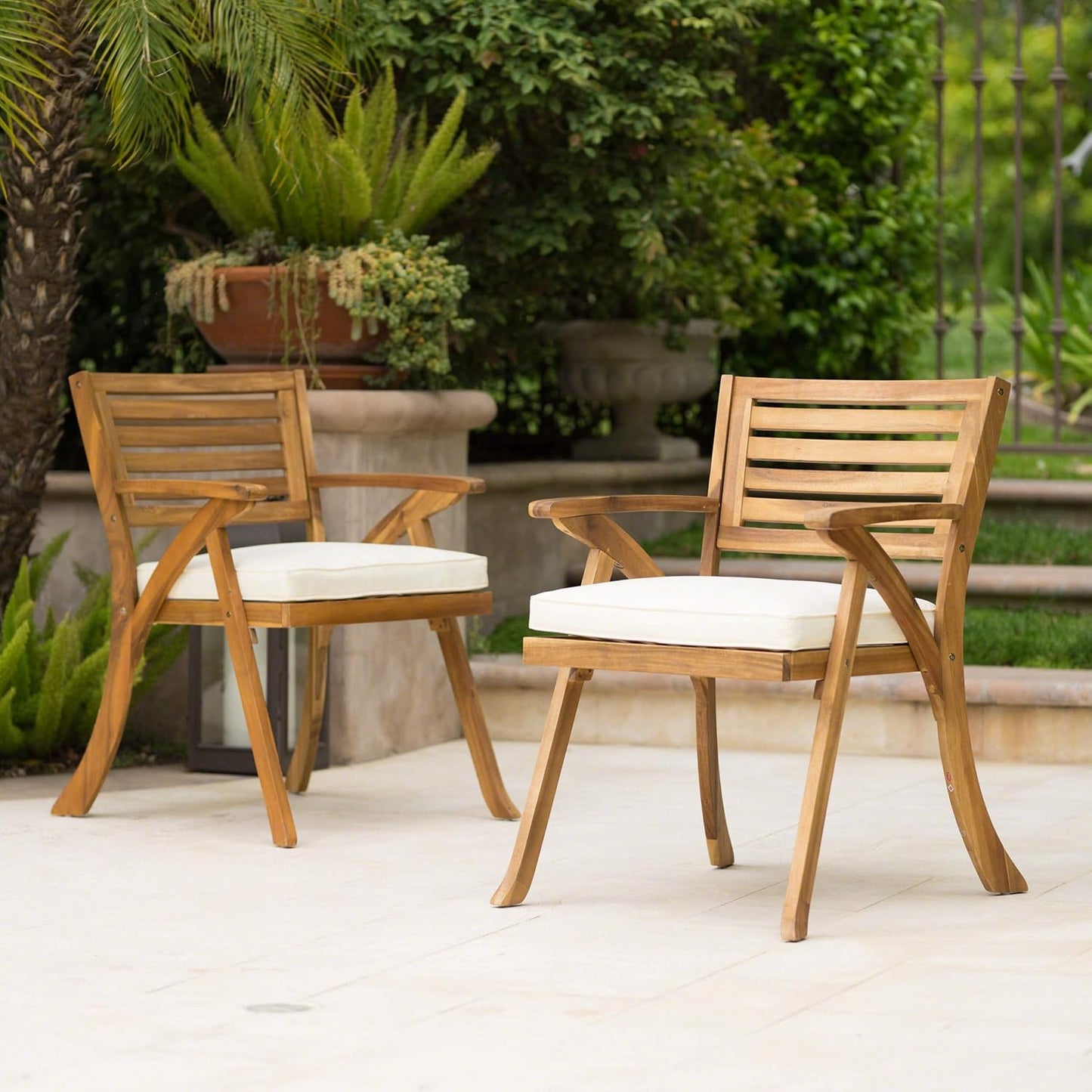 Set 2 sillas acacia para exteriores acabado teca
