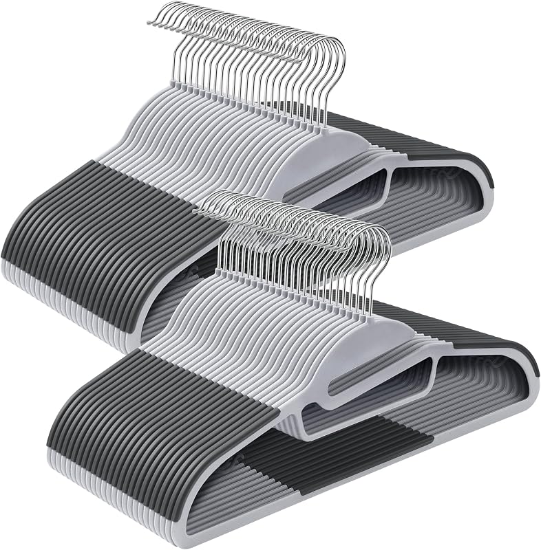 Pack 50 percheros plástico resistente 16.3pulg gris