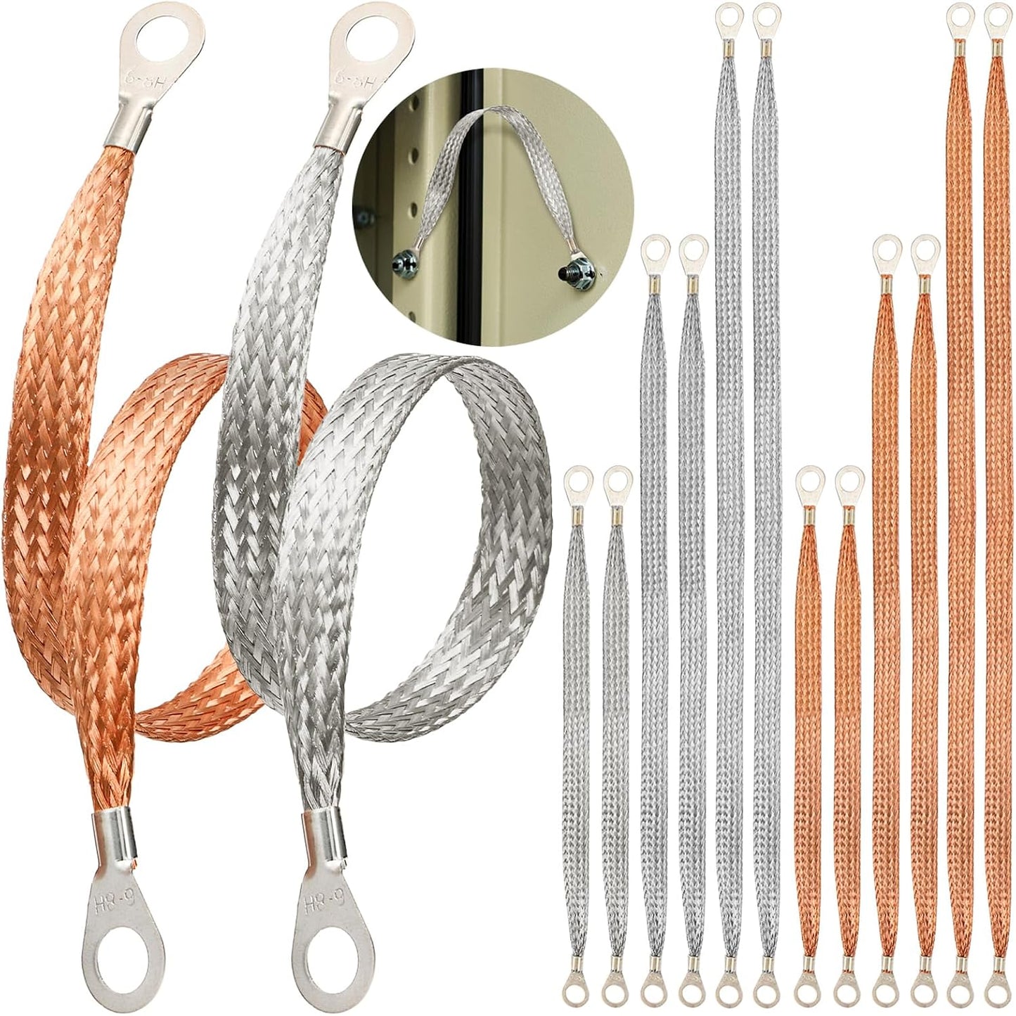 12 Correas Tierra 10/15/20pulg Cobre Trenzado
