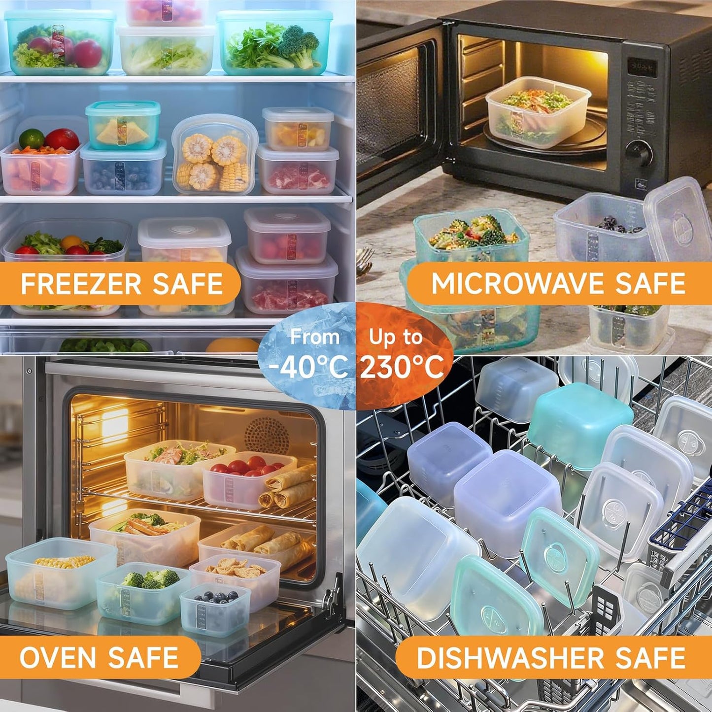Set 3 Recipientes Silicón Transparente Almacenamiento