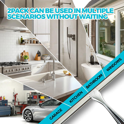 2 Pzas Limpiacristales Acero Inox 9.8pulg Plateado
