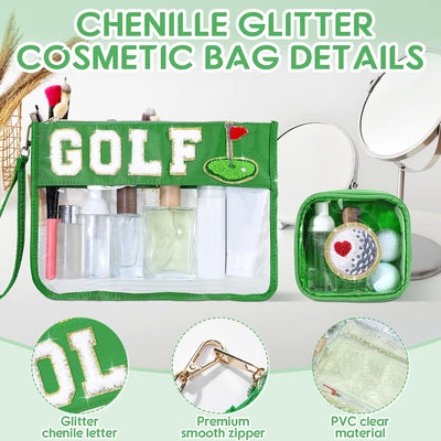 2 bolsas felpilla con chenilla para maquillaje PVC transparente