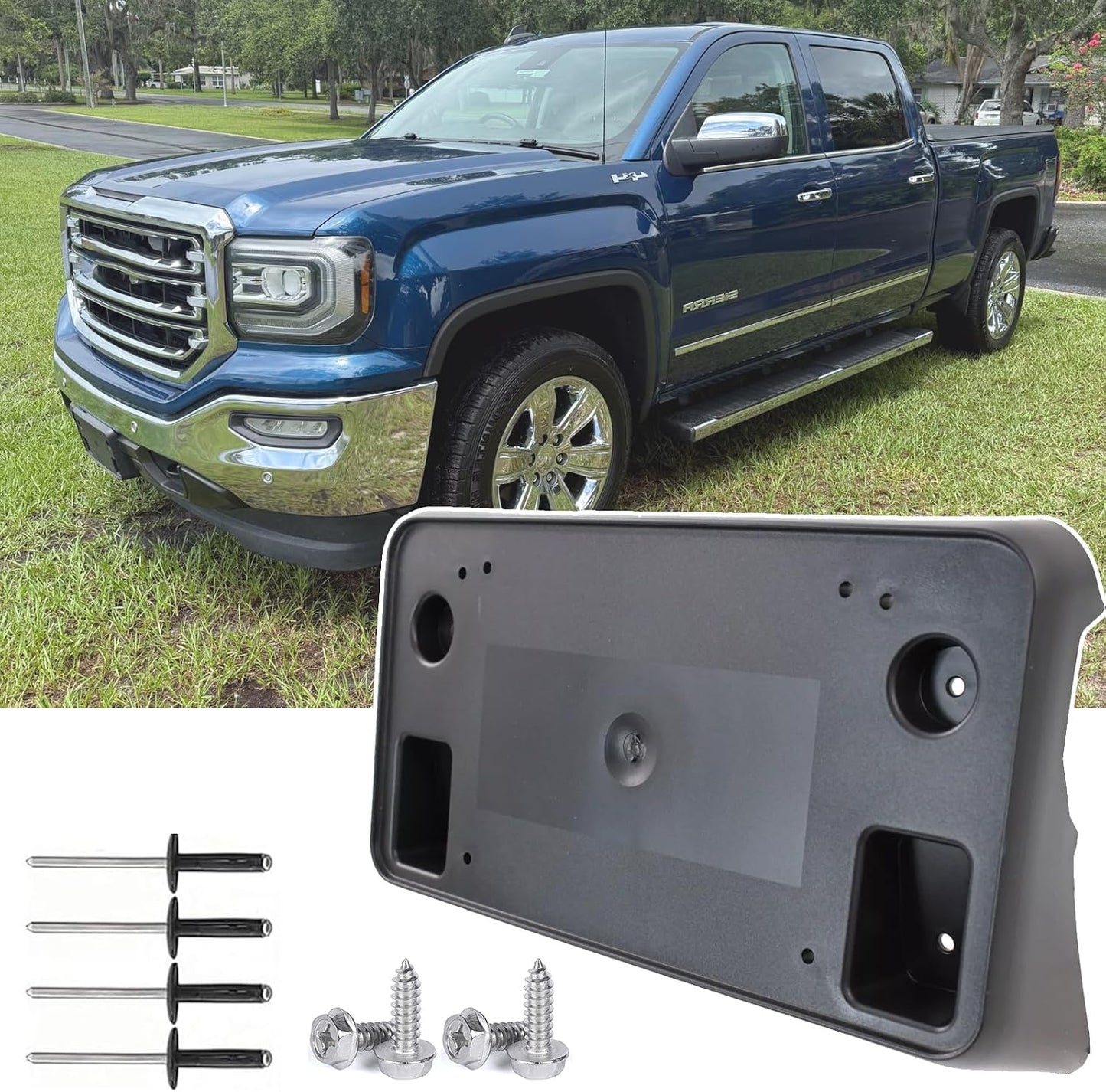 Marco matrícula delantero GMC Sierra 2019 soporte parachoques