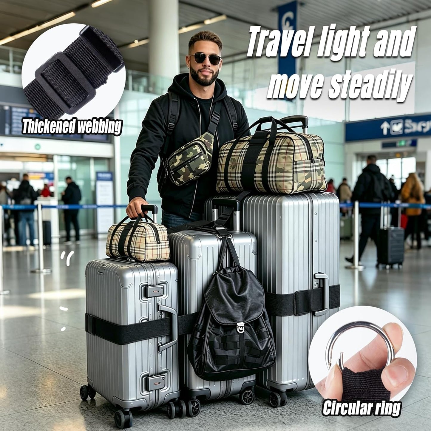 6 Correas Elásticas para Maletas Conecta 3 Equipajes Viaje