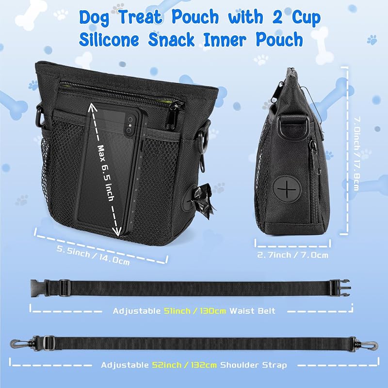 Bolsa golosinas perros silicona 2 tazas ajustable hombro