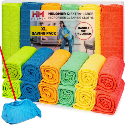 12 Paños Microfibra Extra Grandes 30x18pulg para Piso y