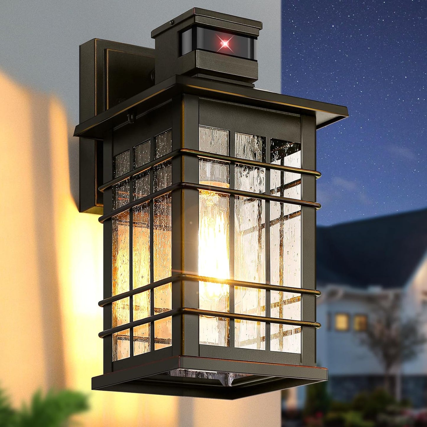 Lámpara exterior sensor movimiento bronce e26 impermeable