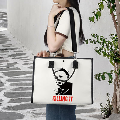Bolso canvas reutiliz. mujer fan horror movie