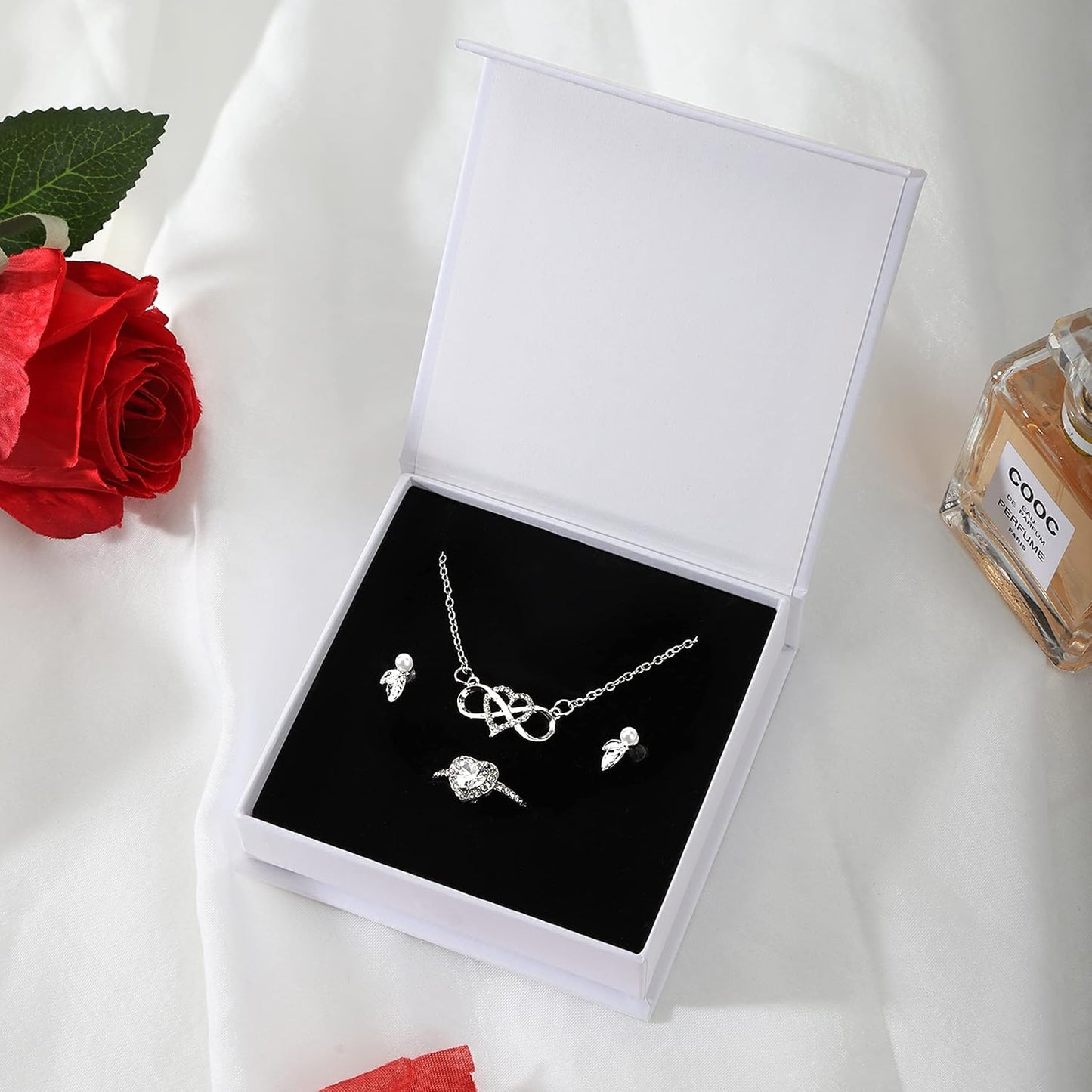 20 Cajas Regalo Joyas con Algodón 3.9x3.9x1.1" Blanco