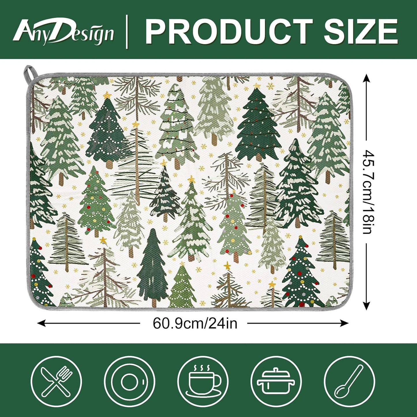 Tapete escurridor de platos decorativo árbol de navidad