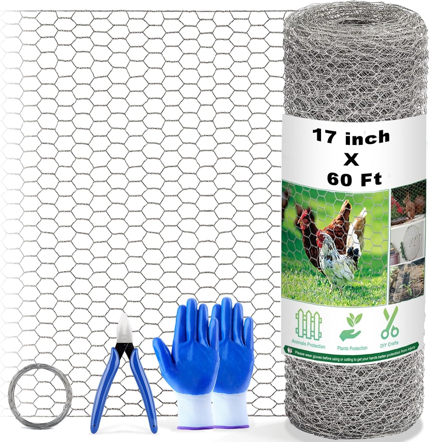 Malla alambre para pollos 17pulg x60ft galvanizada hexagonal