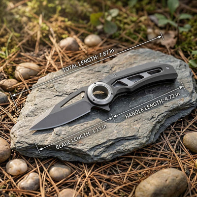 Cuchillo plegable acero inox EDC para hombres y mujeres negro