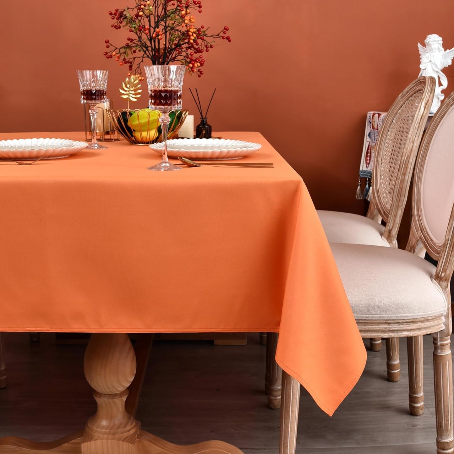 Mantel rectangular poliéster 60x84pulg resistente agua naranja