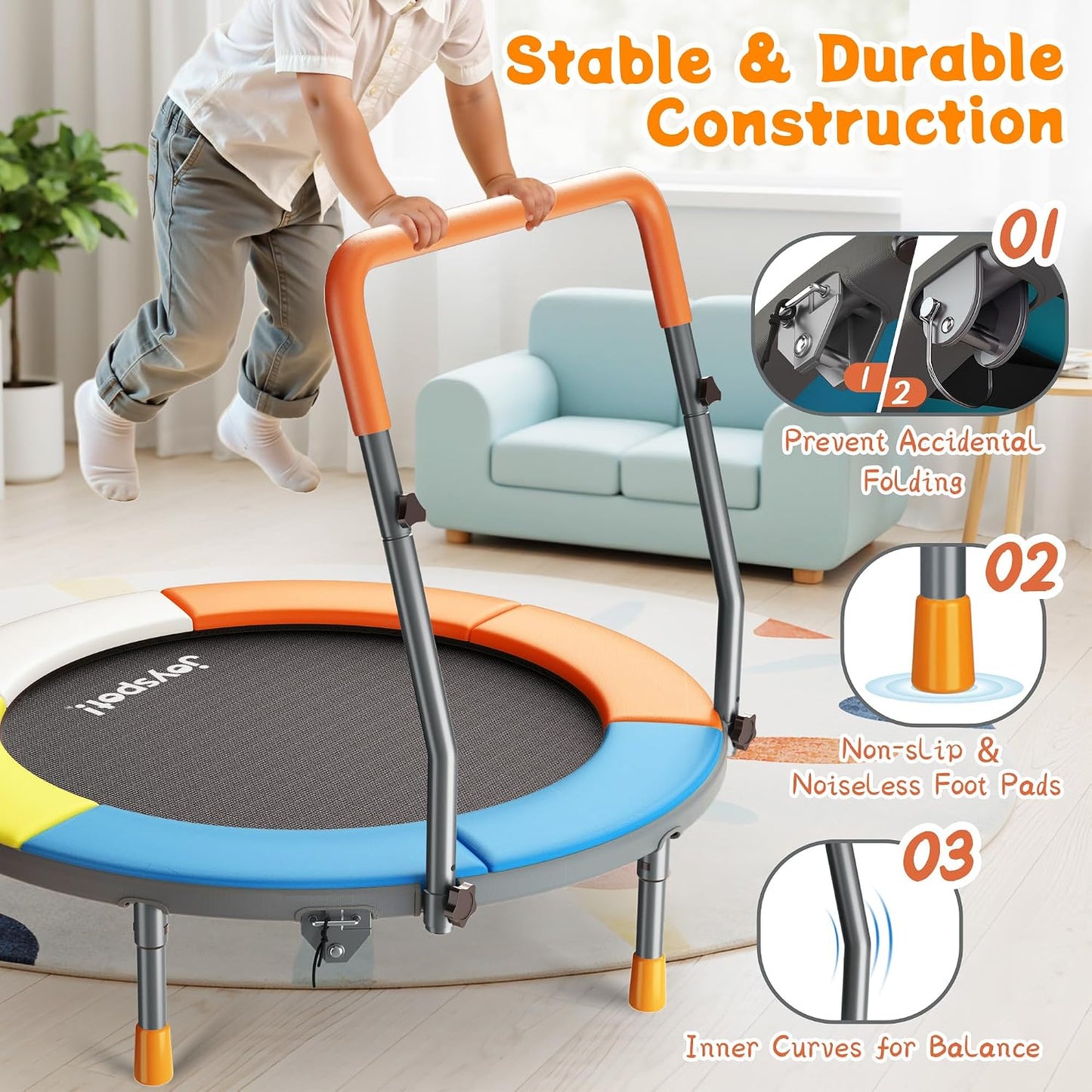 Trampolín plegable para niños 3-6 años 3ft certificado ASTM