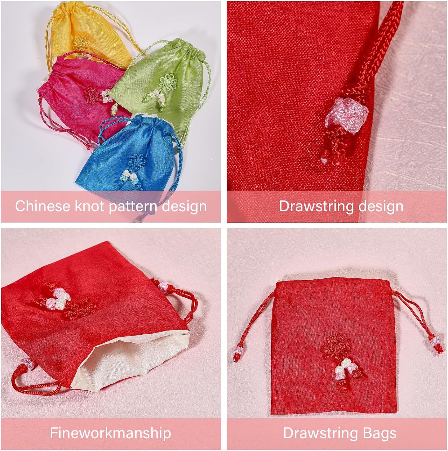 6 Pzas Bolsas Rectangulares Bordadas para Boda Dulces