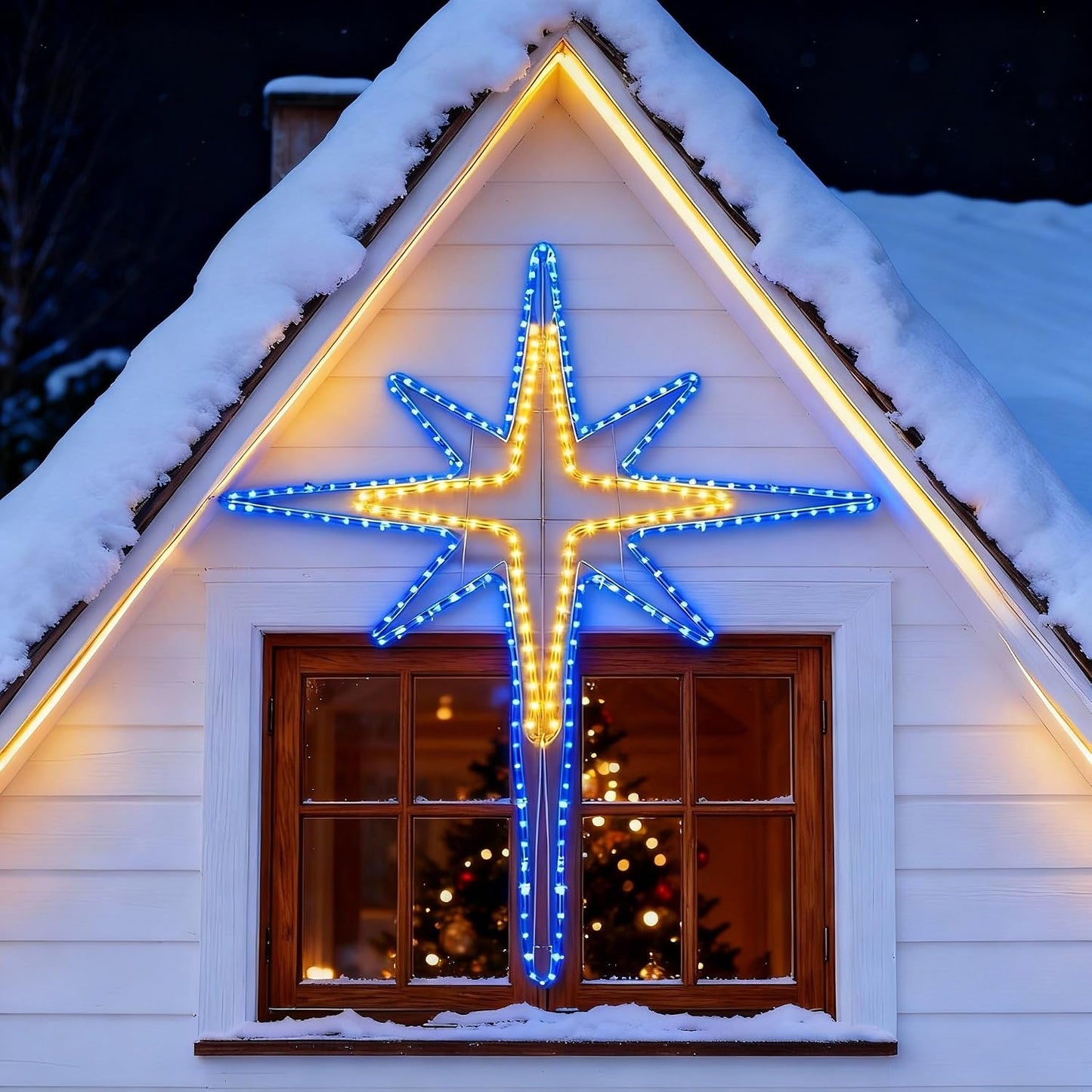 Estrella LED Navidad 43pulg luces colgantes puerta ventana