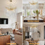 Candelabro moderno de oro con ramas cristal 8 luces