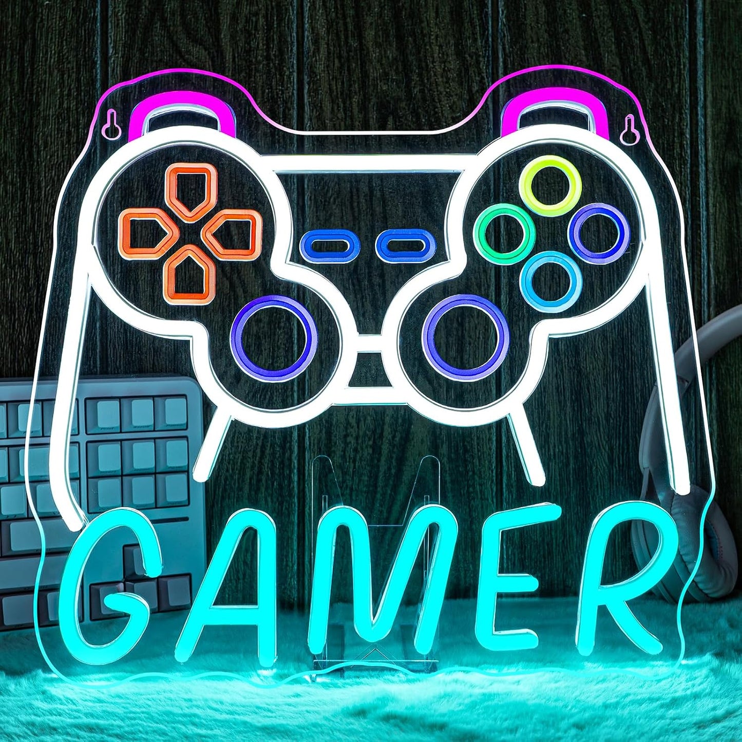 Letrero neón LED para gamers salas de set USB ajustable