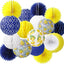 18 Faroles Colgantes Bola Panal Azul Amarillo Blanco
