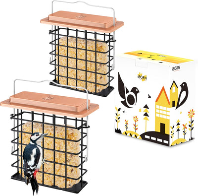 Comedero sebo colgante metal cepillado cobre set 2