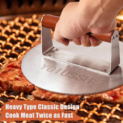 Prensa parrilla 8.7pulg mango haya acero inox antiadherente