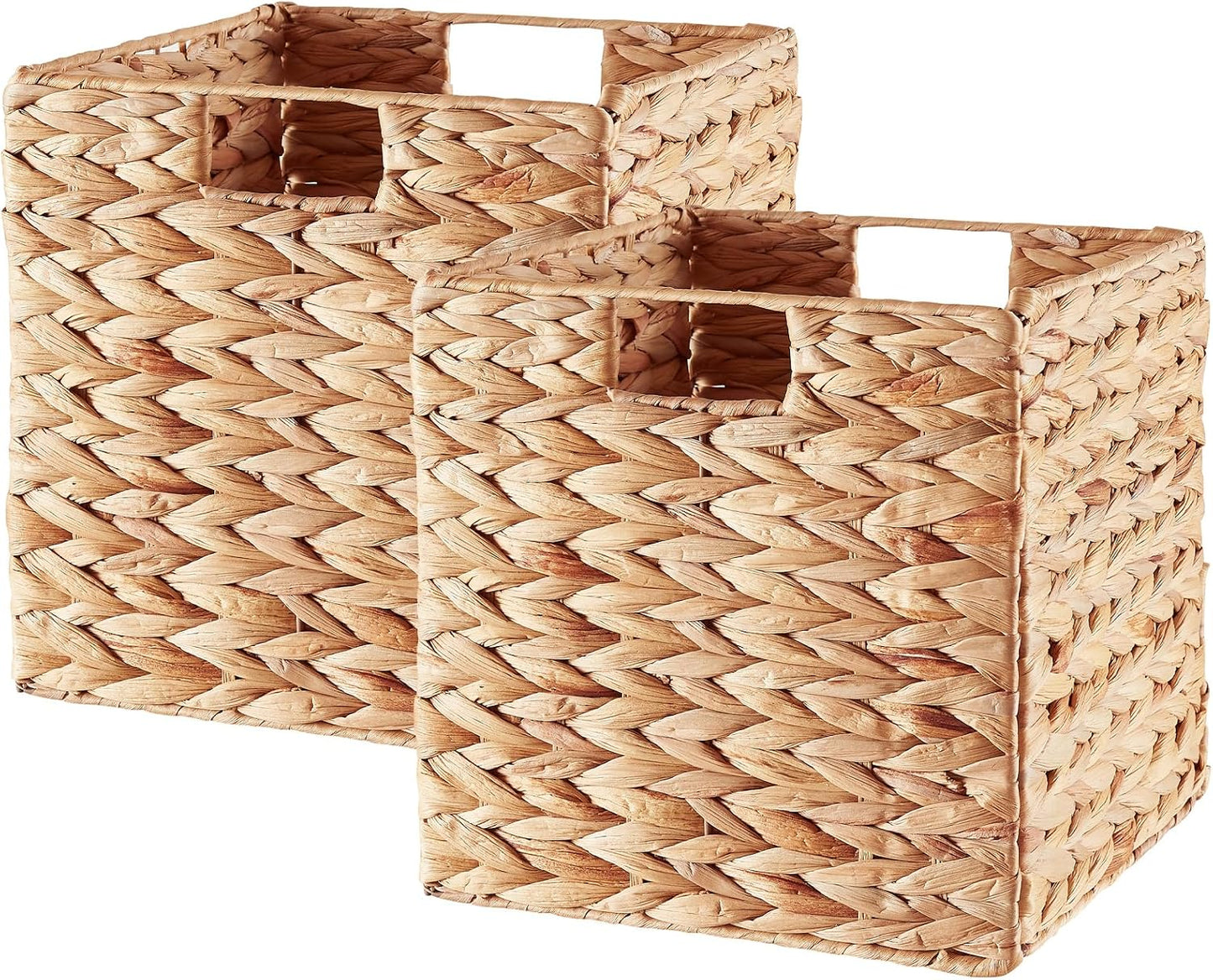 Cesta almacenamiento jacinto tejida a mano 9" plegable set 2