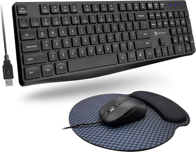 Combo teclado y mouse USB ergonómico con almohadilla
