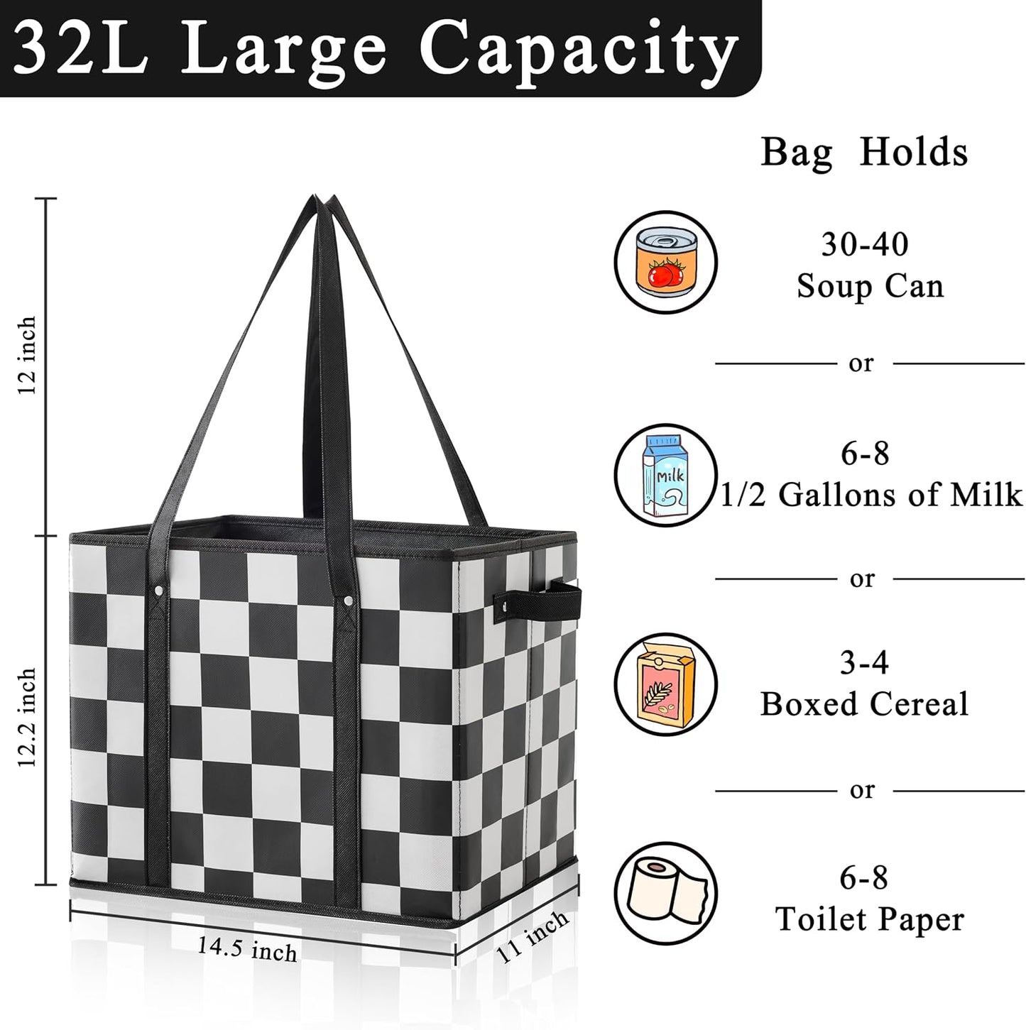 Bolsas compras reutilizables a cuadros plegables set 3