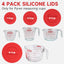 4 Pack Tapas Silicona para Tazas Pyrex 1-8 Tazas Reutilizables