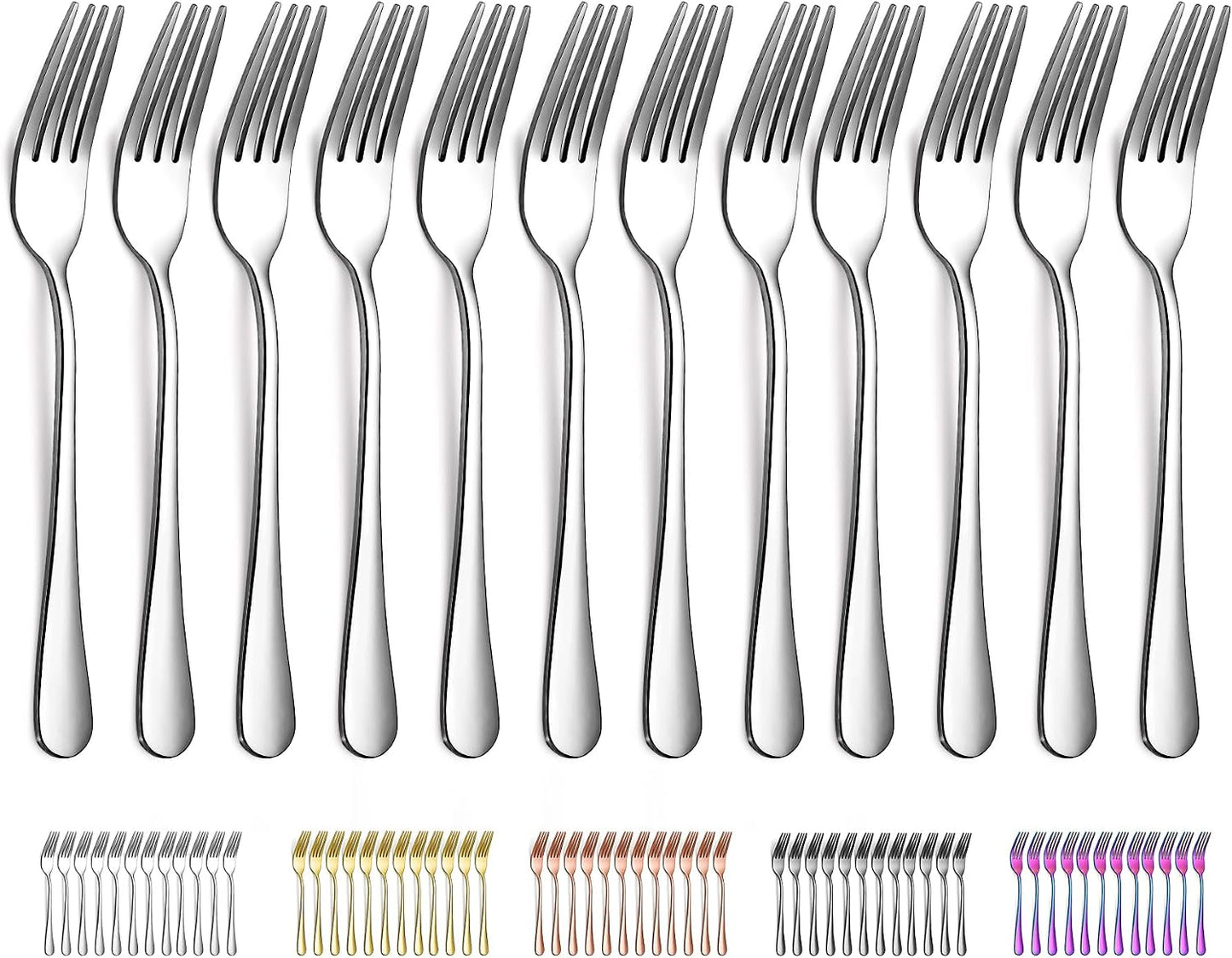 Set 12 Tenedores Acero Inox 8.07pulg para Mesa y Postre