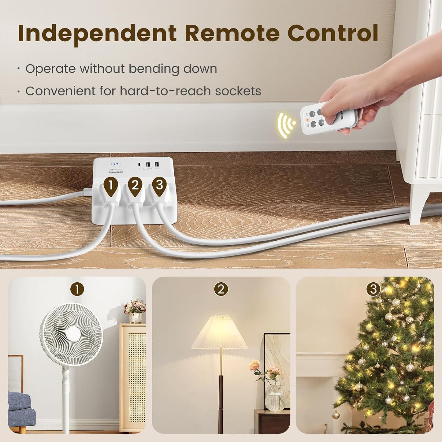 Cable extensión control remoto 3 salidas USB-C USB-A 15A