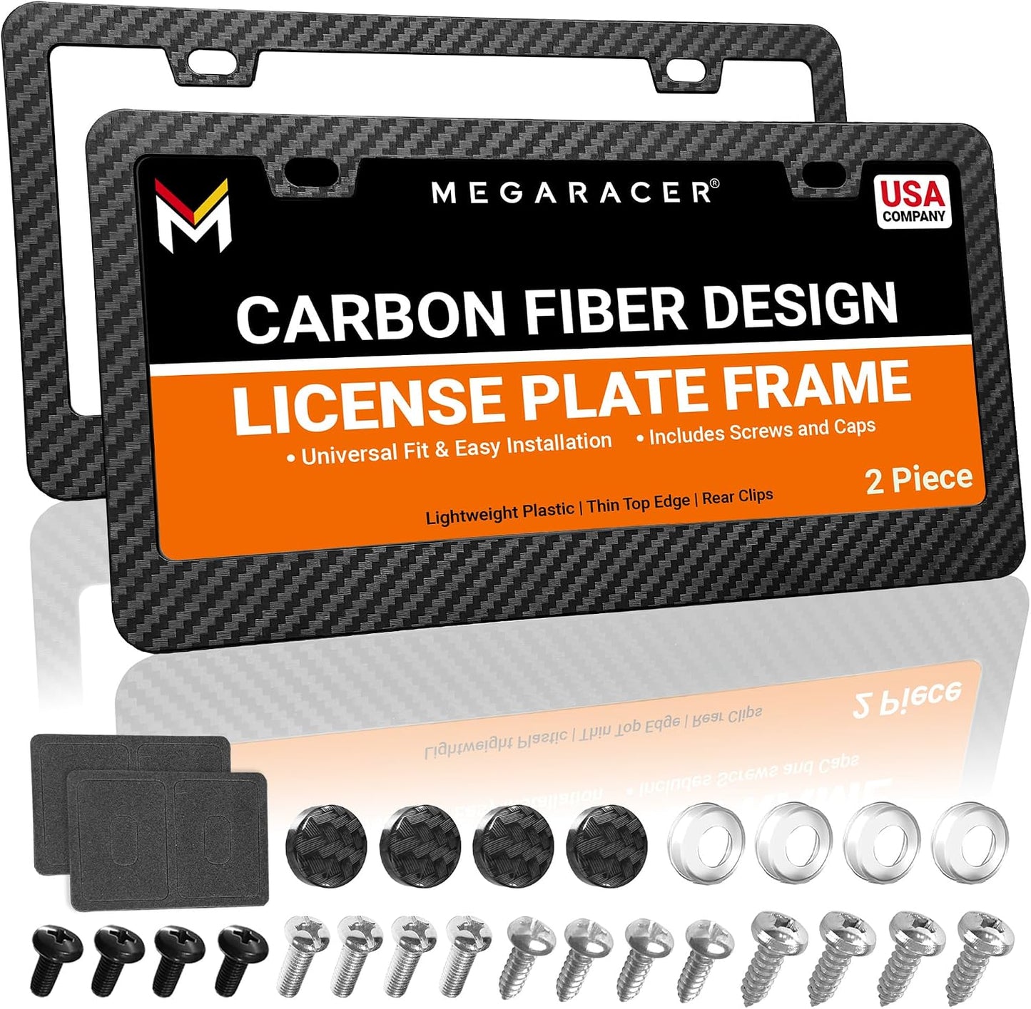 Marcos matrícula fibra carbono negra pack 2 plástico ABS