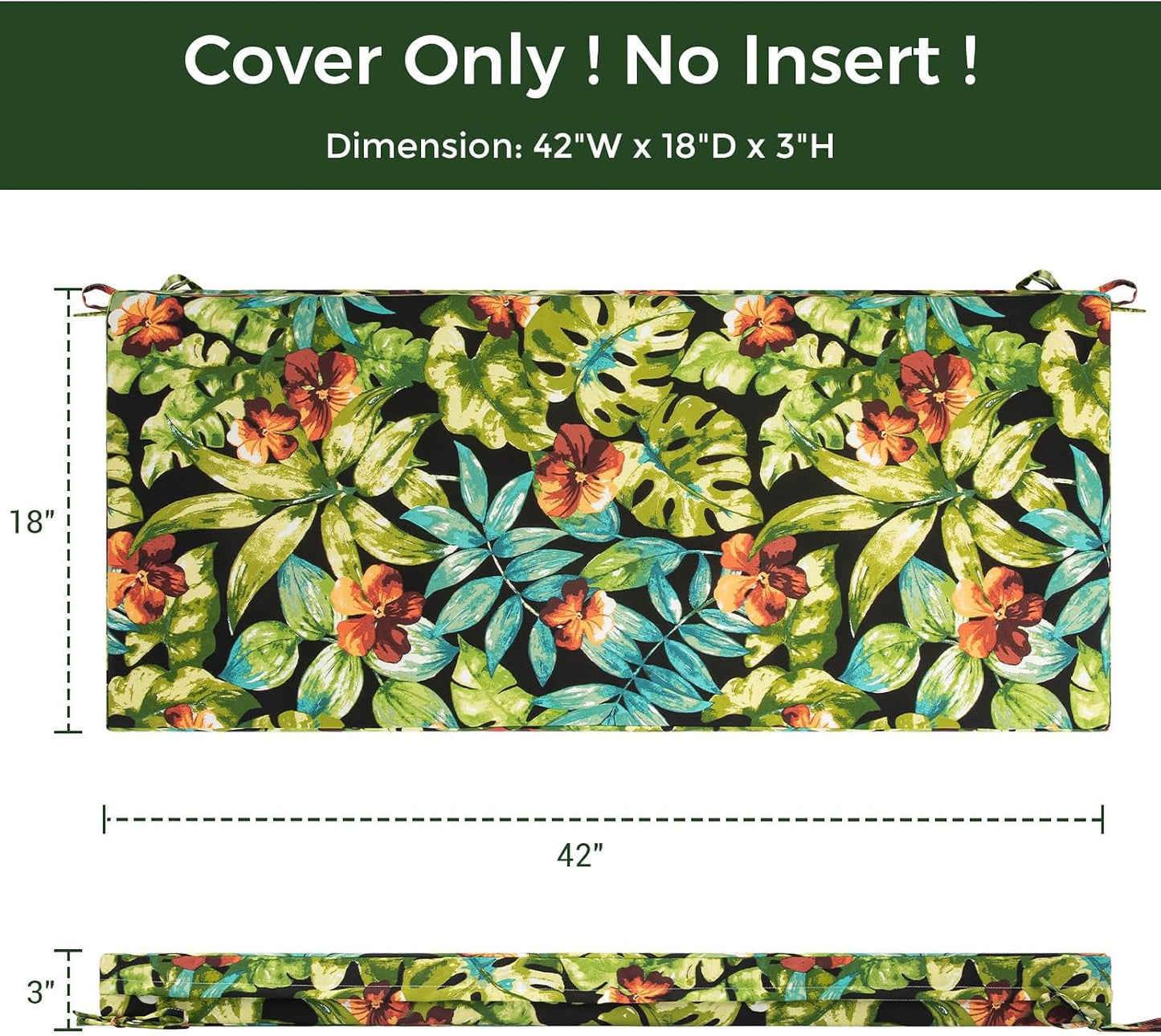 Fundas cojín patio 42x18pulg resistente agua jardín