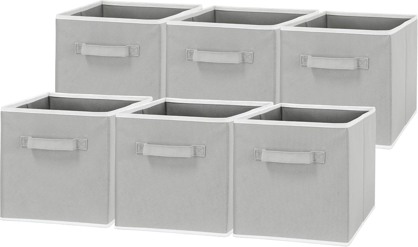 6 Pzas Contenedores plegables tela 11" gris armario