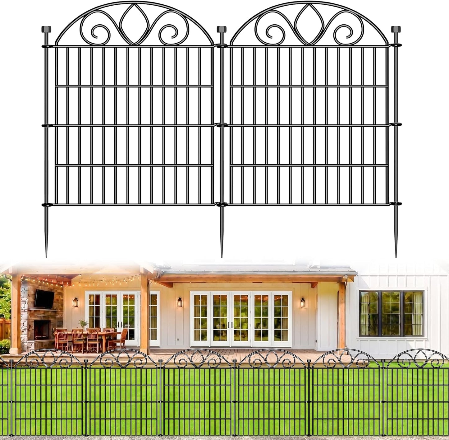5 Paneles Valla Jardín 28" x 9.8ft Metal Resistente