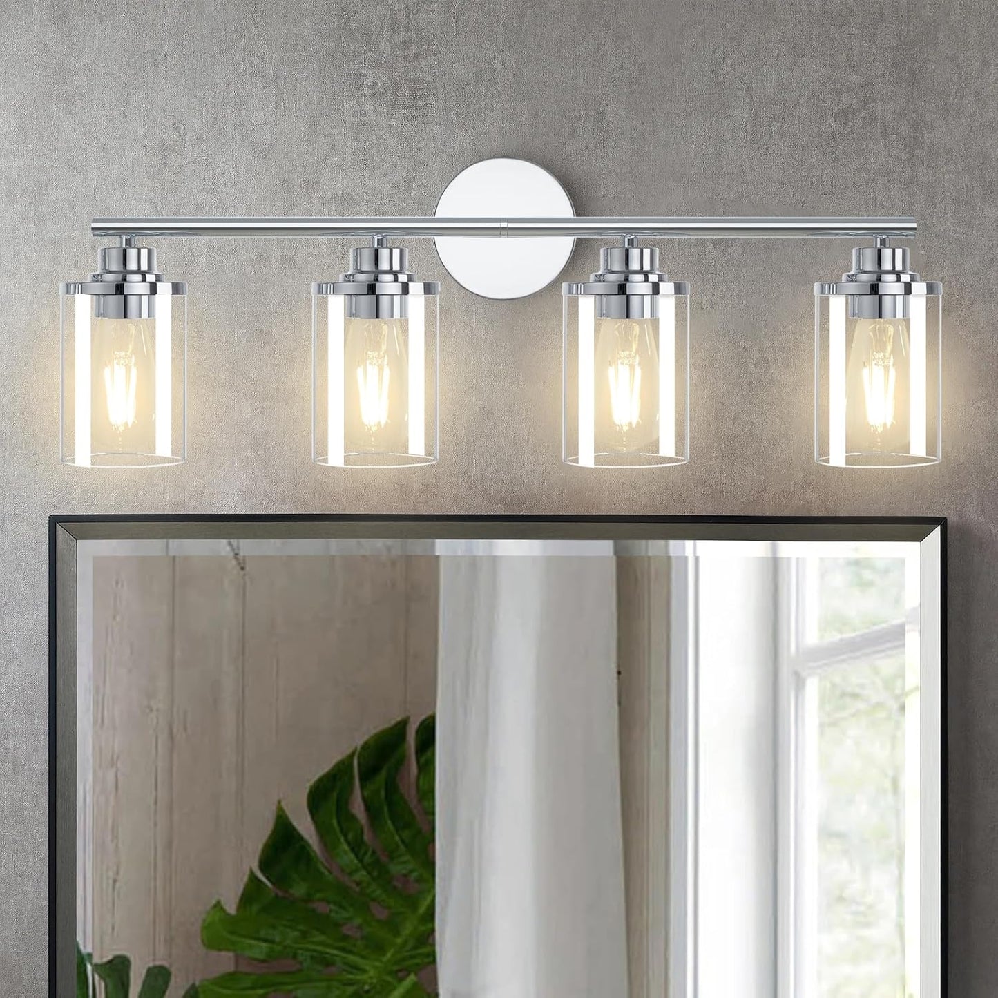 Aplique baño 4 luces cromadas 31pulg moderno