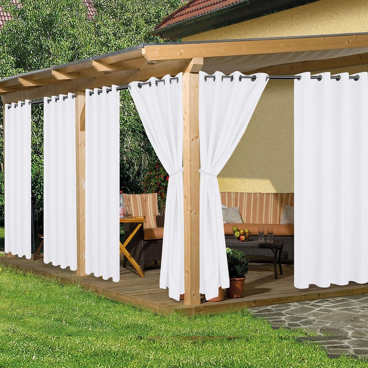 6 Cortinas impermeables exteriores 54x84pulg para cabaña