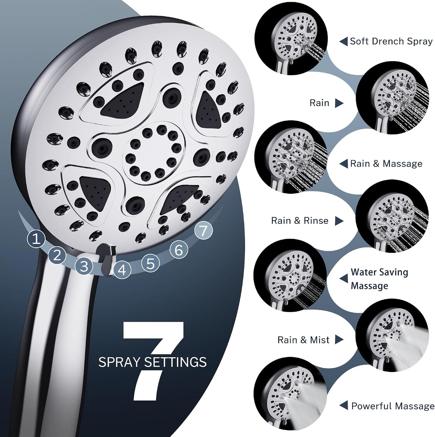 Cabezal ducha lluvia metal 12pulg rociador ajustable cromado