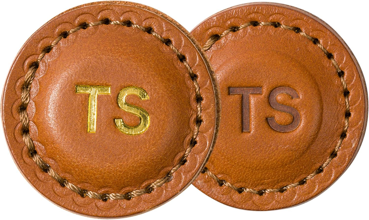 Marcadores de bola de golf en cuero personalizado set 2