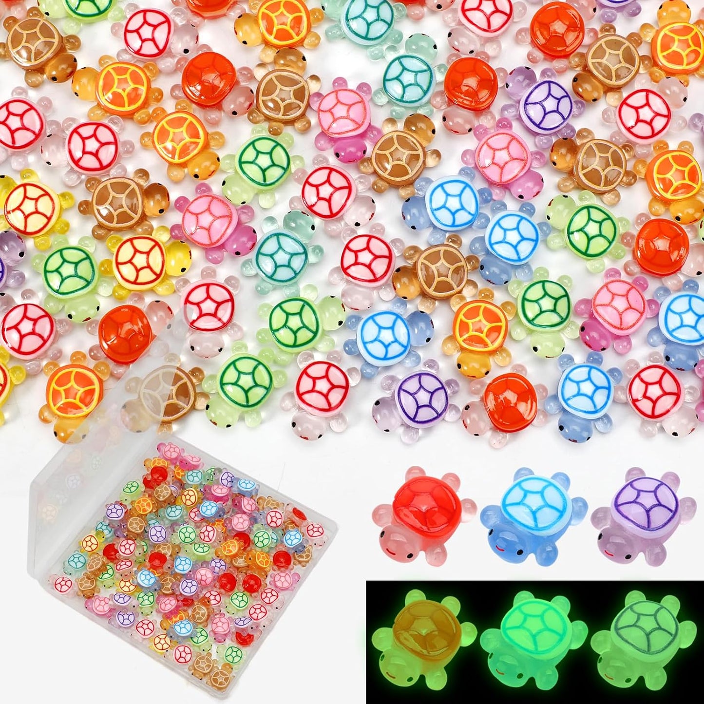 100 Pzas Tortugas Resina Luminosas para Jardín