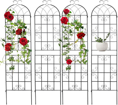 4 Enrejados Metal Jardín 86x19pulg para Plantas Trepadoras