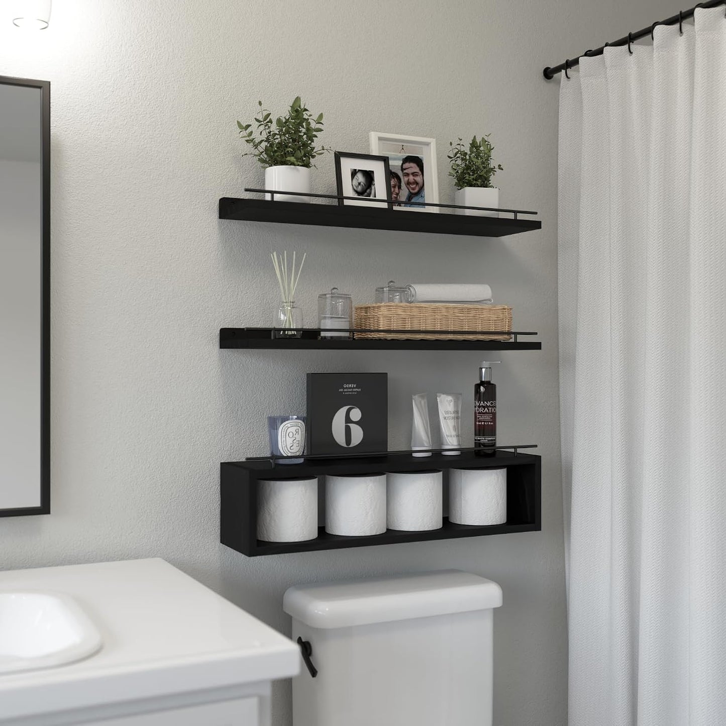 Estantes flotantes pared 24" riel metal baño