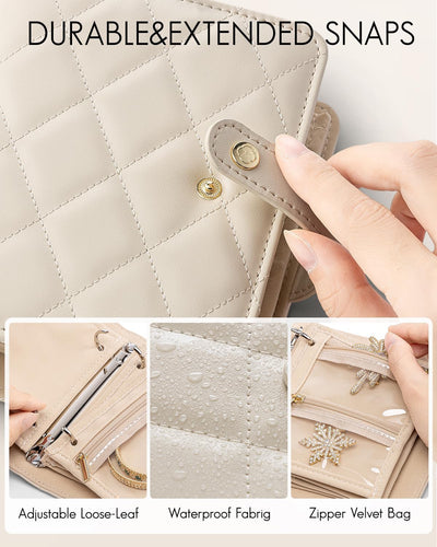 Estuche organizador joyas viaje con bolsa terciopelo cremallera
