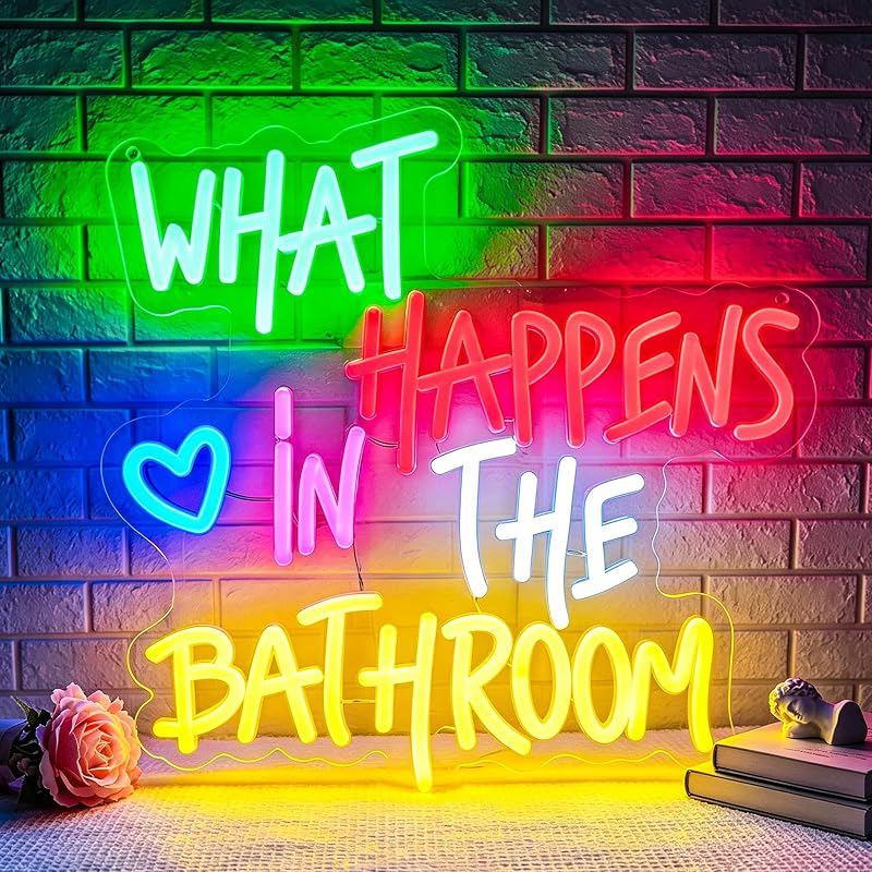 Letrero neón LED What Happens In the Bath decoración pared